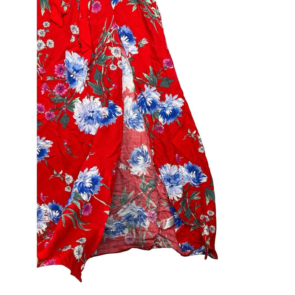 Band of Gypsies Maxi Dress Womens S Red Floral Off Shoulder Waist Tie‎ Romantic - Picture 7 of 11